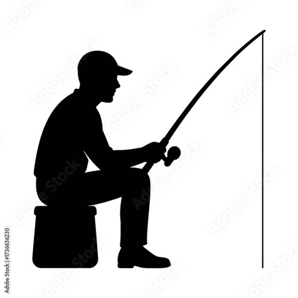 Obraz fisherman silhouette in transparent background 