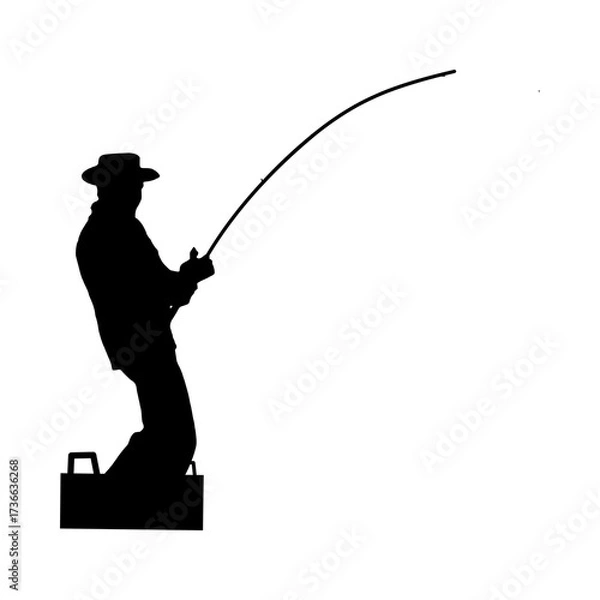 Obraz fisherman silhouette in transparent background 