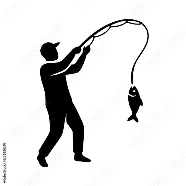 Obraz fisherman silhouette in transparent background 