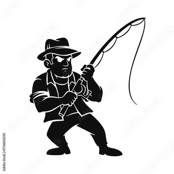 Obraz fisherman silhouette in transparent background 