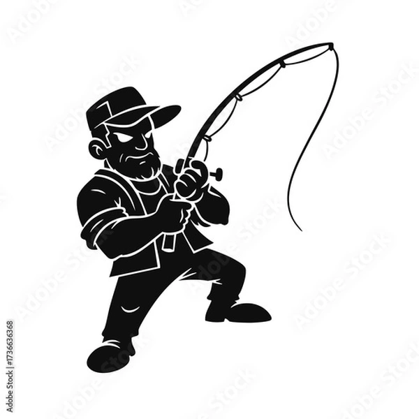 Obraz fisherman silhouette in transparent background 