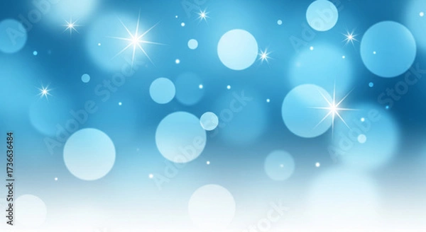 Fototapeta Blue Abstract Bokeh Background with Shiny Light Effects