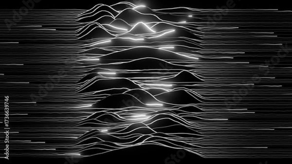 Fototapeta Abstract wave lines background. Minimalist pulsar graph pattern.