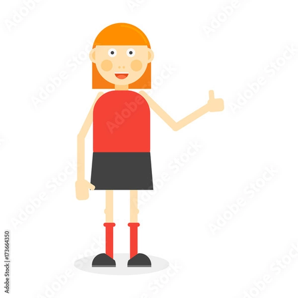 Fototapeta Color flat girl Vector on white