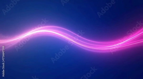Fototapeta Abstract pink glowing wave on a blue background. A dynamic futuristic design symbolizing energy, sound waves, and digital technology. Generative Ai.