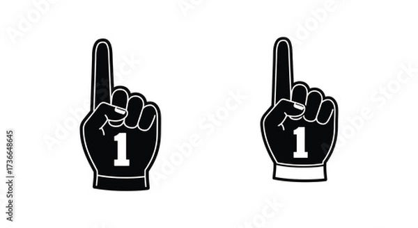 Fototapeta Two black foam fingers with the number one displayed prominently