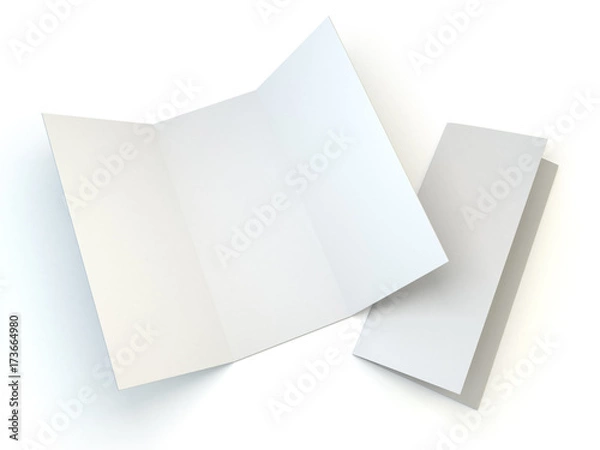 Fototapeta Leaflet white template paper. 3D rendering