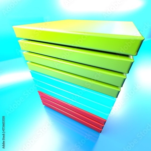 Obraz abstract stack of square colored tiles - 3D rendering illustration
