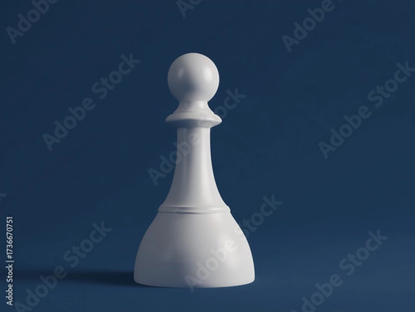 Fototapeta A single white chess pawn displayed against a dark blue background.