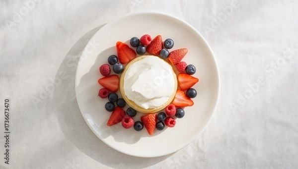 Fototapeta Fruit Tart with Strawberries and Blueberries