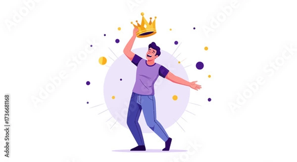 Fototapeta Illustration of a Man Wearing a Crown, Symbolizing Success and Achievement