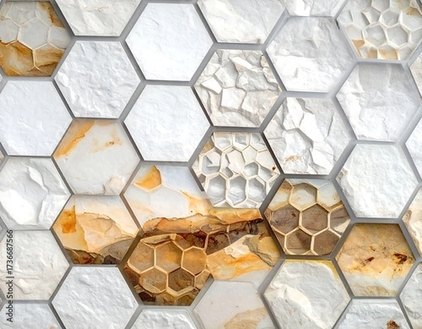 Obraz Hexagonal stone wall pattern