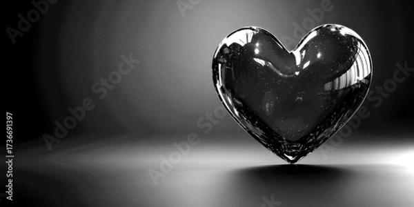 Fototapeta Heart-shaped glass object reflecting against a background creating a romantic atmosphere