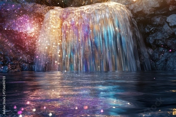 Obraz Aquarius Waterfall Made of Stars Metallic Reflective Design