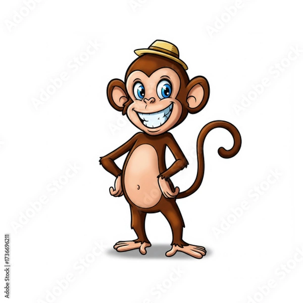 Fototapeta Cartoon monkey on a white background