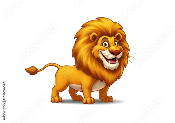 Fototapeta Cartoon lion on a white background
