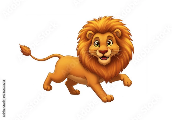 Fototapeta Cartoon lion on a white background