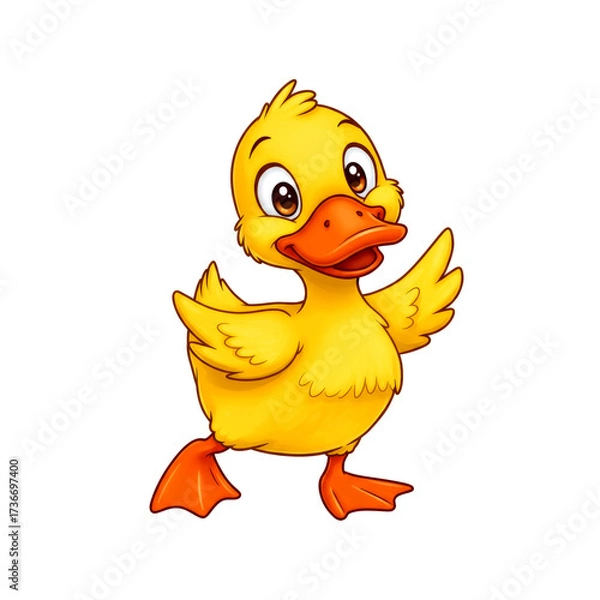 Fototapeta Cartoon duck on a white background