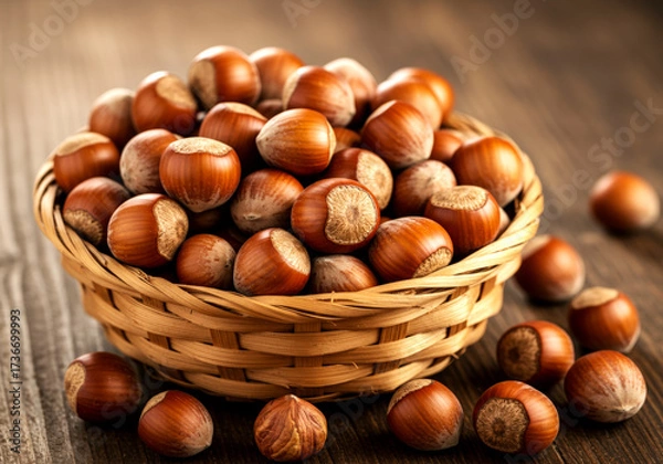 Fototapeta Basket of nuts and hazelnuts.jpeg, Basket of nuts and hazelnuts
