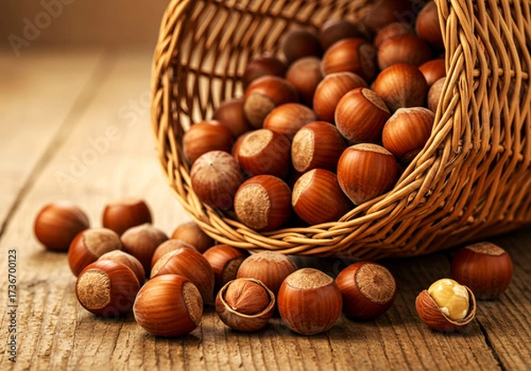 Fototapeta Basket of nuts and hazelnuts.jpeg, Basket of nuts and hazelnuts