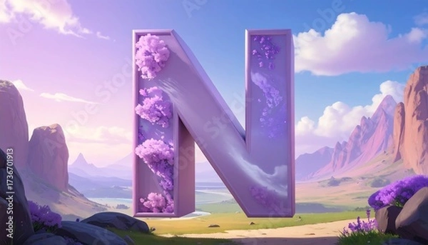 Obraz 3D letter N, landscape