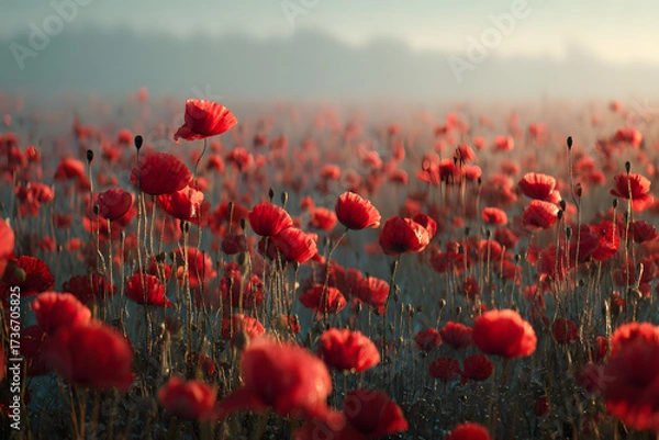 Fototapeta beautiful poppy field- Armistice or Remembrance day background