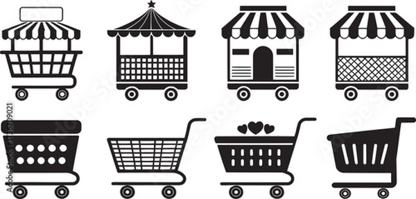 Fototapeta  Black and White Shopping Icons for Retail and Online Store