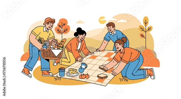 Fototapeta Joyful Gathering: A Family Picnic in an Idyllic Setting, Creating Lifelong Memories