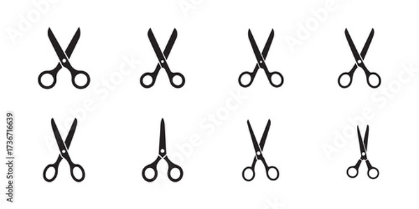 Obraz Vector scissors icon collection on clean background