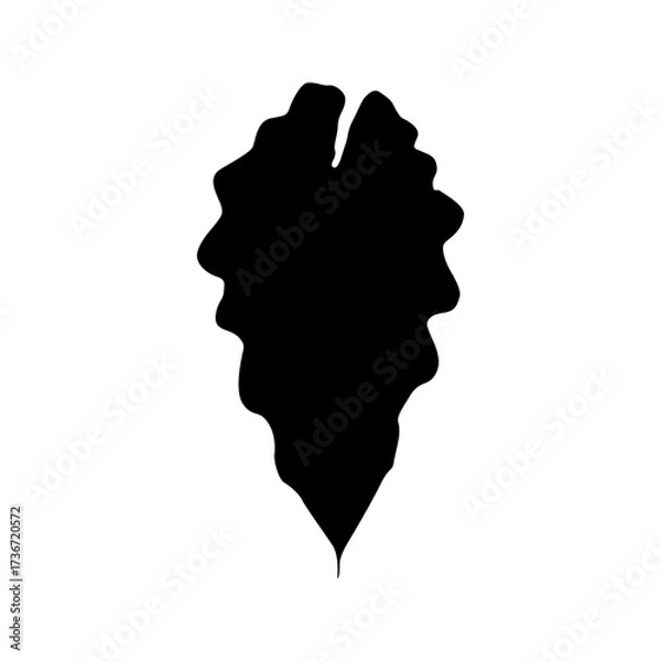 Obraz Isolated black silhouette of leaf of alocasia polly on white background.