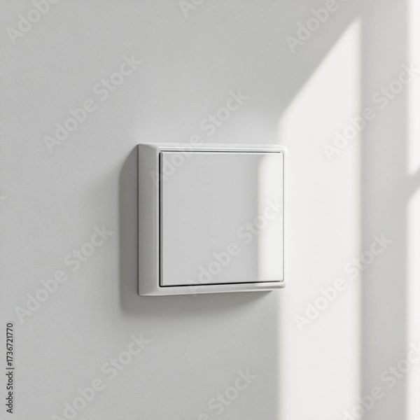 Obraz Modern white light switch on wall with natural shadow  