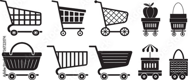 Fototapeta  E-commerce Shopping Cart and Market Vector Symbols