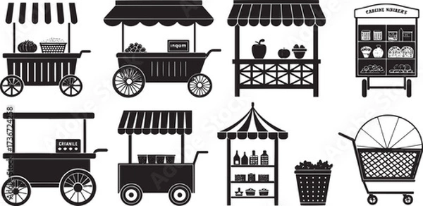 Fototapeta Shopping Cart and Shop Icons Vector Set