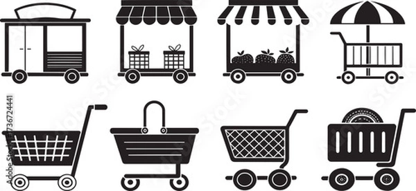 Fototapeta Shopping Cart and Shop Icons Vector Set
