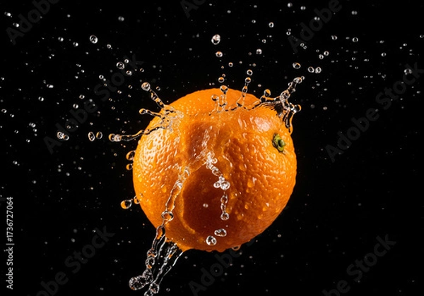 Obraz Fresh Orange with Water Droplets – Studio Shot
