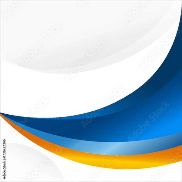 Fototapeta Orange and blue curve wave line background on white space for text and message modern artwork design