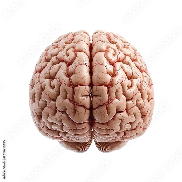 Fototapeta Realistic human brain showing intricate details isolated on white background