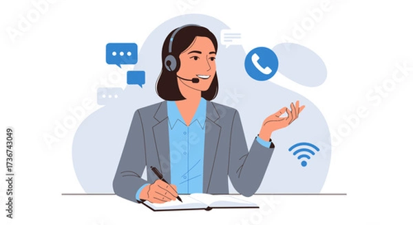 Obraz Smiling Helpline Attendant: Offering Support, Information, And Customer Service Solutions Presented