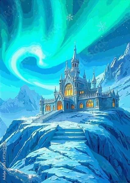 Obraz fantasy landscape with castle and clouds