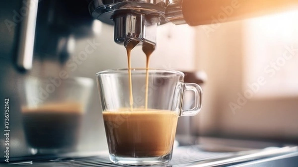Fototapeta coffee pouring from an espresso machine