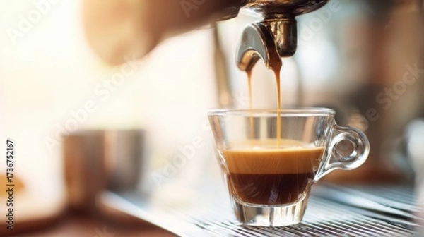 Fototapeta coffee pouring from an espresso machine