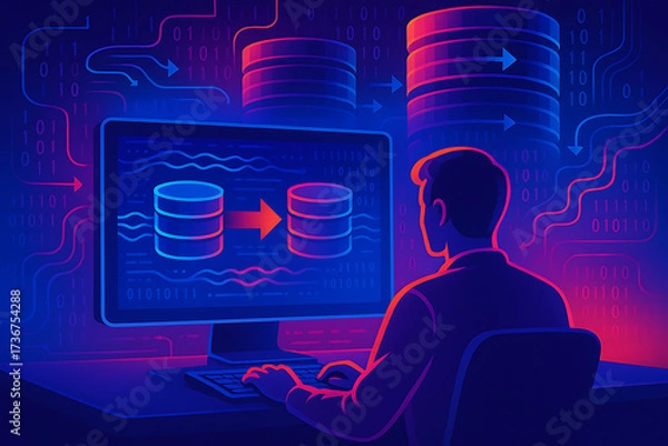 Fototapeta Enhancing Database Connectivity through Technology in an Office Environment