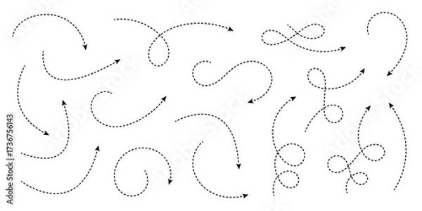 Fototapeta Collection of Dashed Curved Arrows