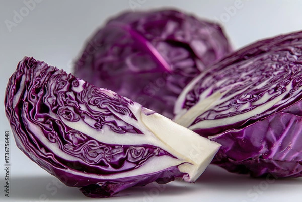Obraz Halved Red Cabbage Showcasing Purple Rings