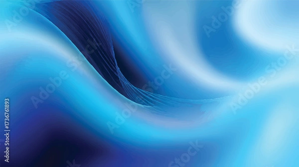 Fototapeta Abstract futuristic glowing neon blue marble lines. Hi speed motion moving concept on bright blue dark background illustration. Water glass effect backdrop