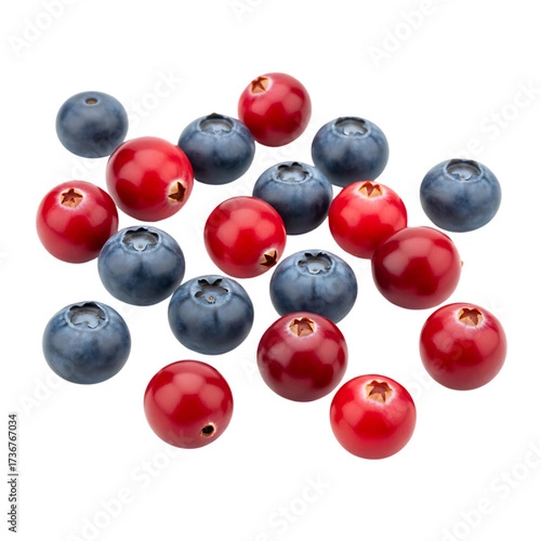 Obraz Fresh blueberries and vibrant cranberries scattered artfully, perfect for healthy recipes and designs.