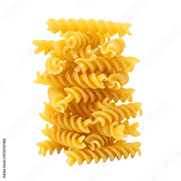 Obraz Golden fusilli pasta spirals stacked high for delicious Italian meal inspiration