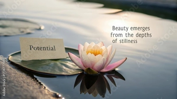 Obraz Lotus flower blooming on water with reflection