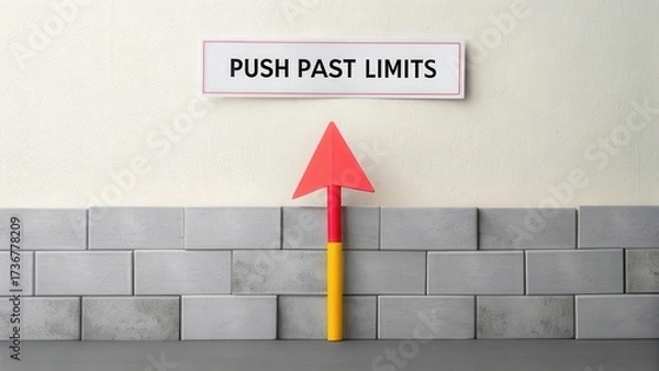 Obraz Red Paper Arrow Pushing Through Limits for Success