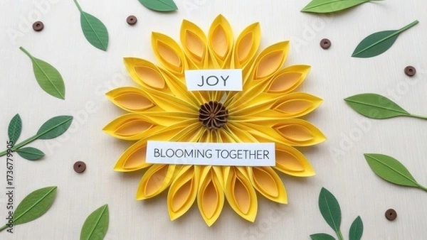 Obraz Vibrant Yellow Flower Decoration with Joy and Blooming Together Message